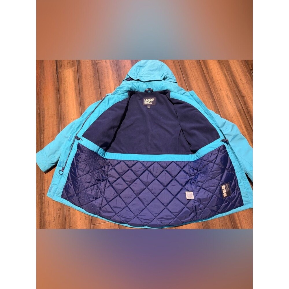 Lands' End Women's/Teen Aqua Blue Hooded Ski Jacket - Picture 7 of 10